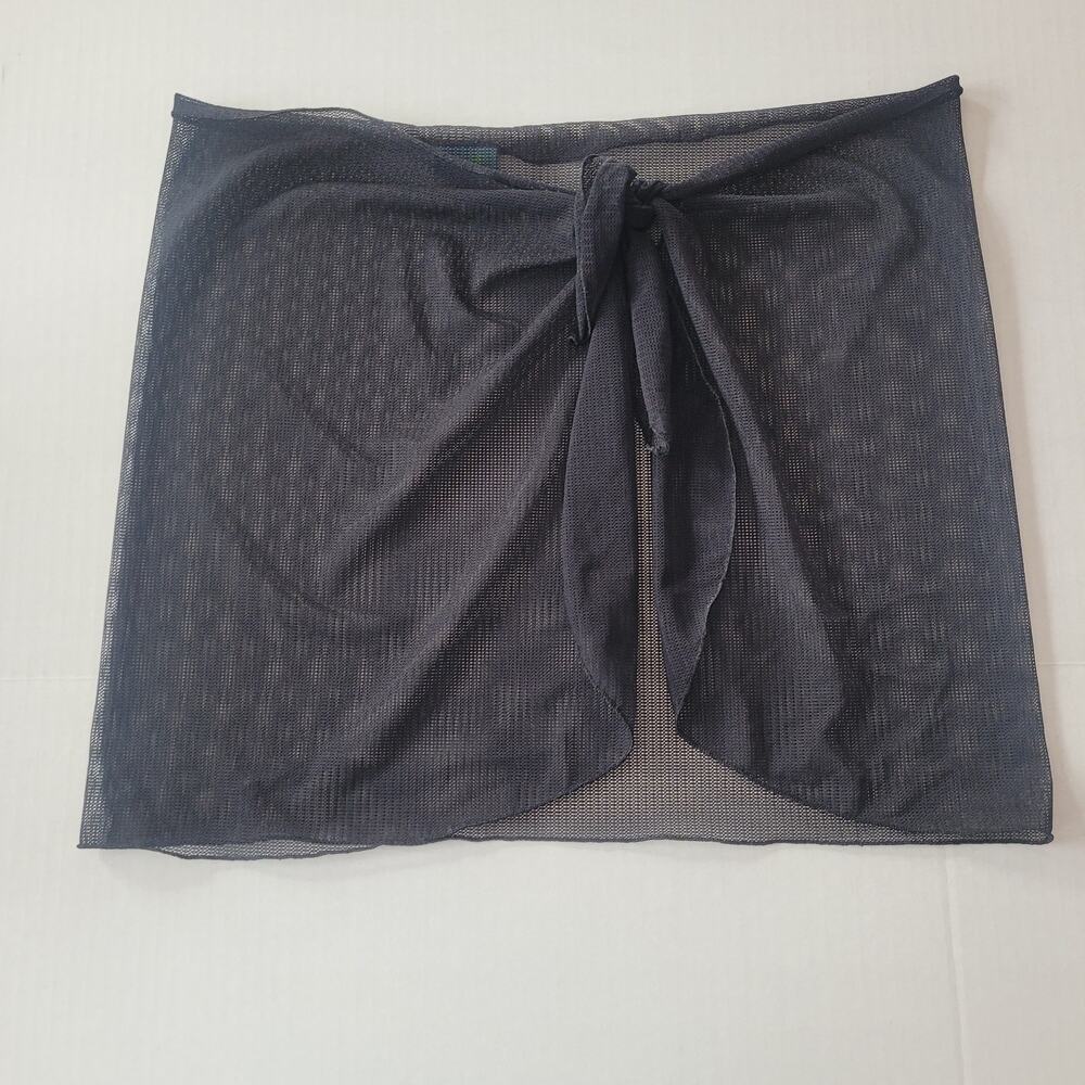 Le Cove Black Sheer Sarong Cover Up Wrap Skirt Beach Resort Adjustable